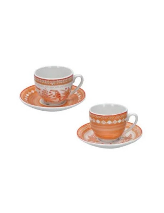 Brandani Set 2 Tazze Caffè con Piattino Tuka-Tuka Arancio