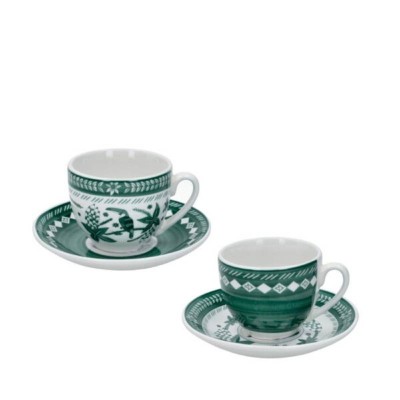 Set 2 Tazzine Caffè con Piattino Tuka Verde Brandani