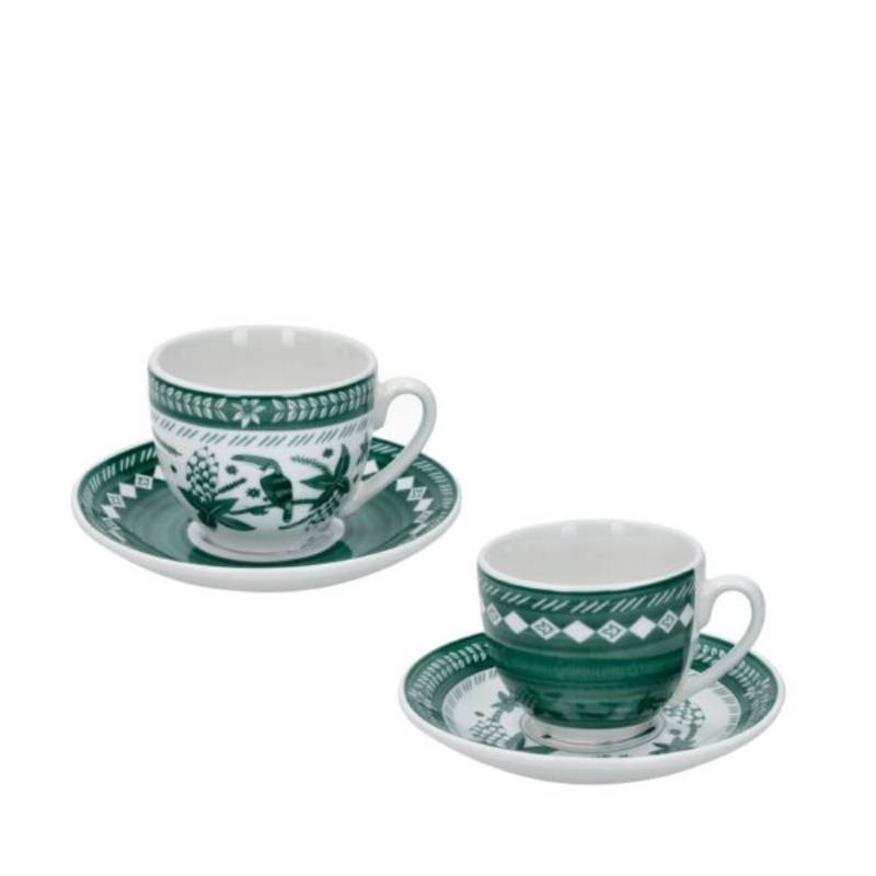 Set 2 Tazzine Caffè con Piattino Tuka Verde Brandani