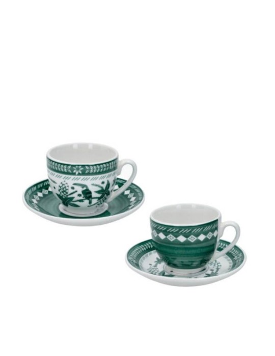Set 2 Tazzine Caffè con Piattino Tuka Verde Brandani