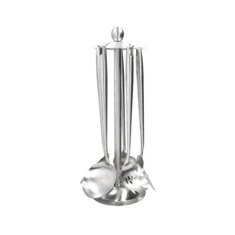 Portamestoli Girevole Brandani in Acciaio Inox con 5 Utensili da Cucina