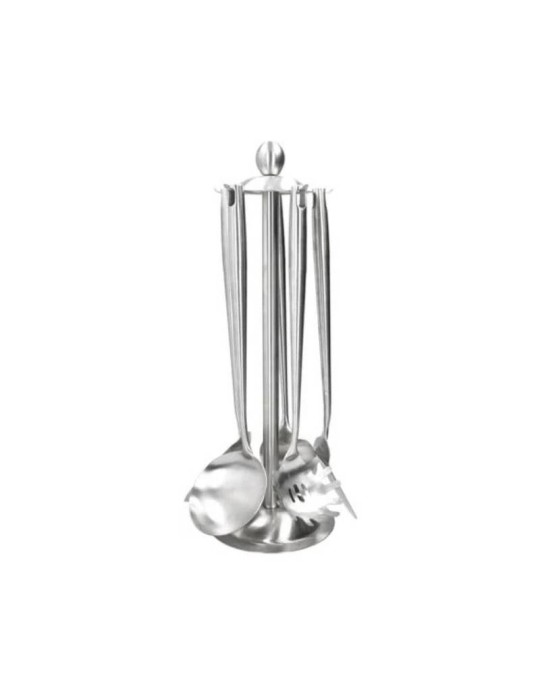 Portamestoli Girevole Brandani in Acciaio Inox con 5 Utensili da Cucina
