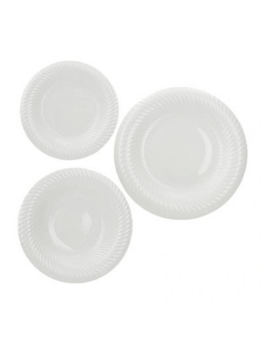 Servizio Piatti 18 Pezzi Brandani Optical in Porcellana New Bone China