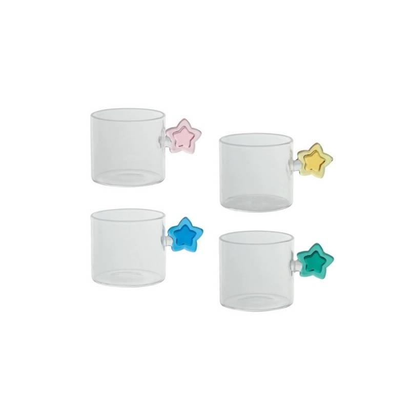 Set 4 Tazzine Caffè Stella in Vetro Brandani - Colori Assortiti
