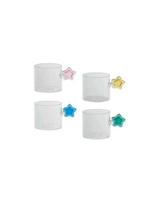 Set 4 Tazzine Caffè Stella in Vetro Brandani - Colori Assortiti
