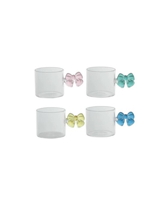 Set 4 Tazzine Caffè Fiocco in Vetro Brandani - Colori Assortiti