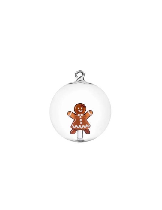 Pallina di Natale Schiaccianoci Mrs Pan di Zenzero 8cm Ichendorf in Vetro