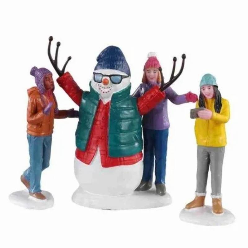 Lemax Snowman Selfie, Set di 3 (Cod. 02940) - Personaggi per Villaggio di Natale