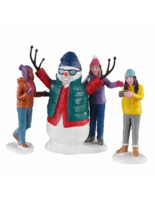 Lemax Snowman Selfie, Set di 3 (Cod. 02940) - Personaggi per Villaggio di Natale