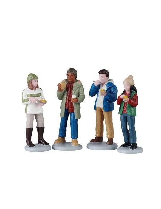 Lemax Food Truck Patrons, Set di 4 (Cod. 52530) - Personaggi in Resina per Villaggi