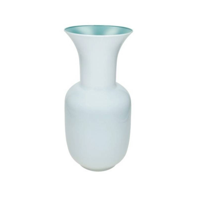 Vaso Argo Bicolor Brandani in Vetro Soffiato Perla e Eucalipto - h 37 cm