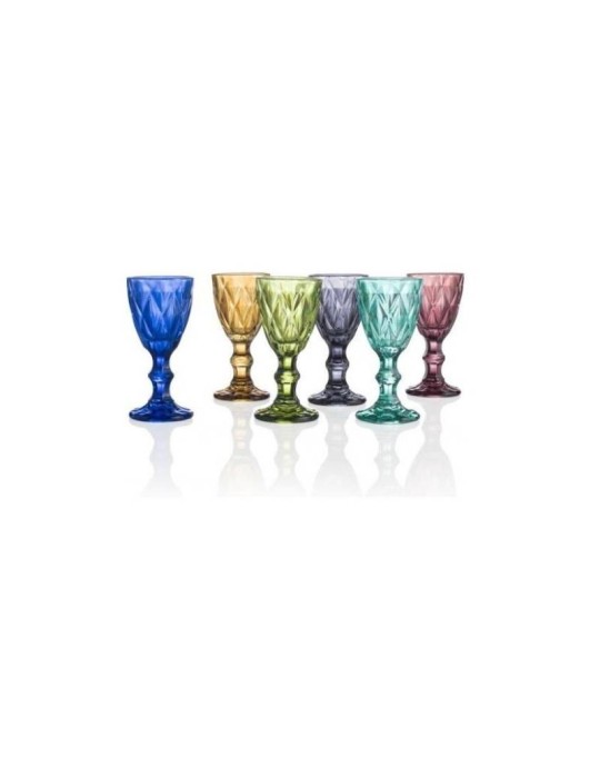 Set 6 Bicchieri Liquore Diamante Multicolor Brandani in Vetro Colorato