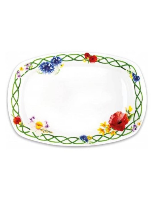 Vassoio Rettangolare Multicolor Brandani Fiori di Campo in Porcellana New Bone China