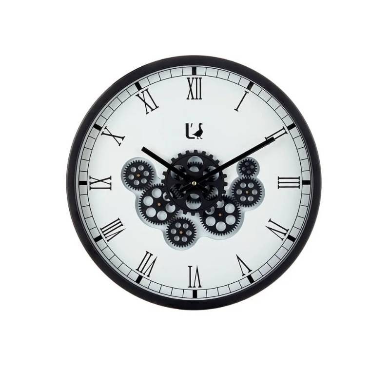 L'Oca Nera Orologio da Parete con Ingranaggi a Vista – Ø46x7 cm