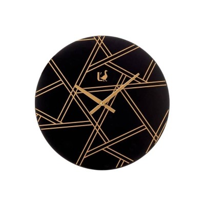 L'Oca Nera Orologio da Parete Urban Geometrico Nero e Oro...