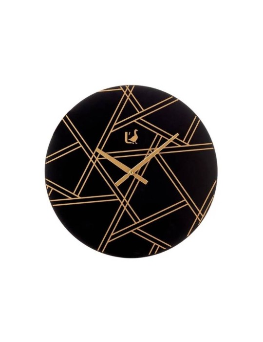 L'Oca Nera Orologio da Parete Urban Geometrico Nero e Oro – Ø40x3.5 cm