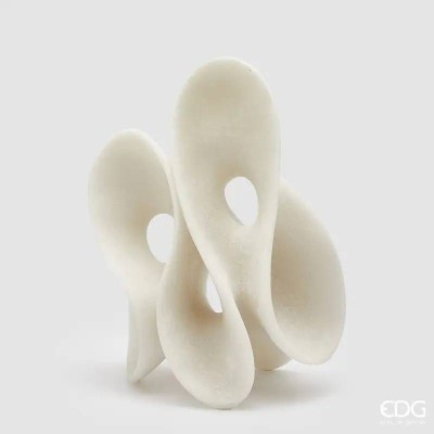 Scultura Astratta Fluid Design in Ceramica Colore Avorio...