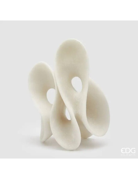 Scultura Astratta Fluid Design in Ceramica Colore Avorio H31,5 cm | EDG