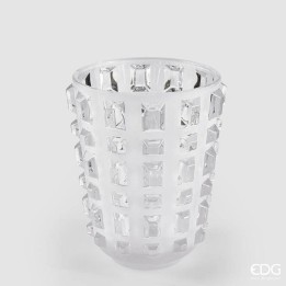 EDG Vaso Gemme piccolo vetro bianco alto 21 cm
