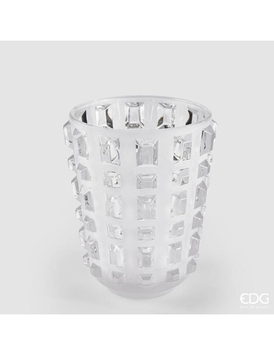 Enzo De Gasperi – Vaso Gemme Piccolo in Vetro Bianco (h 21 cm)