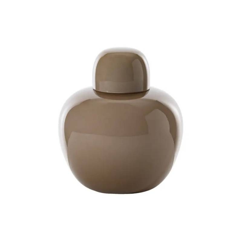 Venini – Potiche Opachi in Vetro Soffiato Opalino colore Moka (H 22 cm)