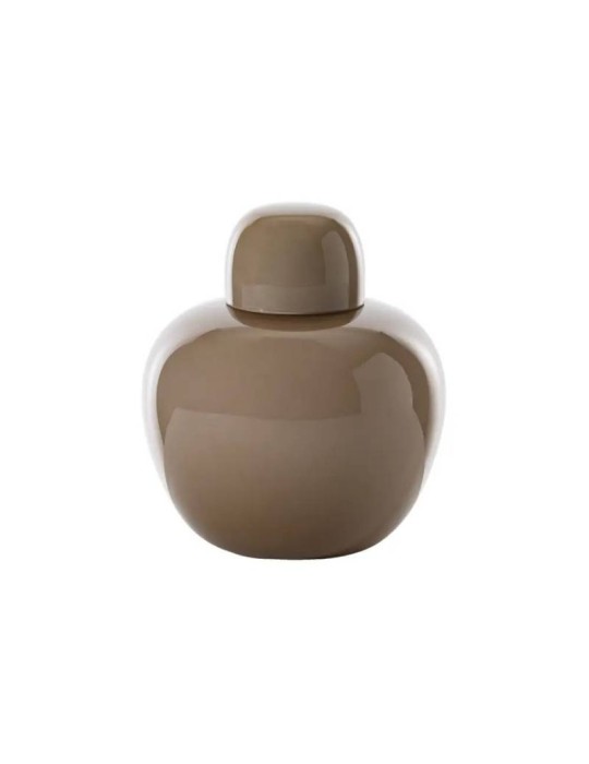 Venini – Potiche Opachi in Vetro Soffiato Opalino colore Moka (H 22 cm)