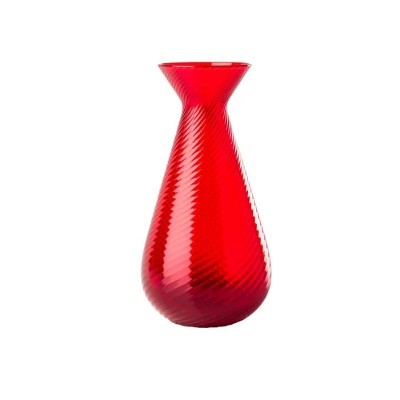 Venini - Vaso Gemme Rigadin Rosso H 15,5 cm in Vetro...