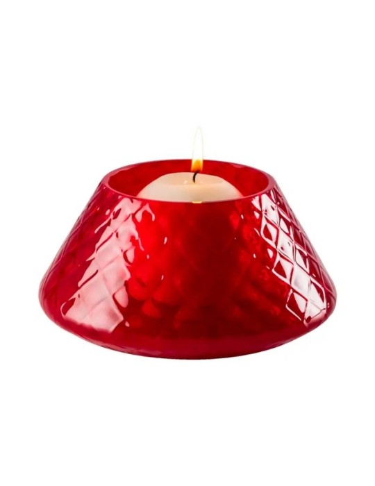 Venini - Portacandele LELE Balloton Rosso Ø 18 cm in Vetro Soffiato di Murano