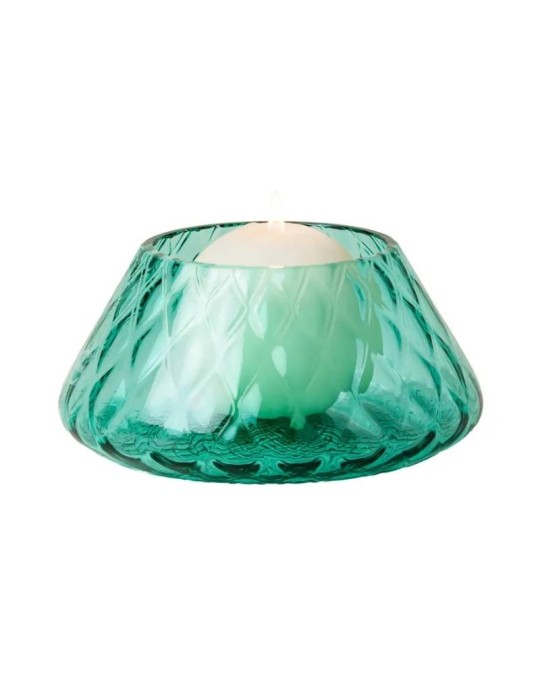 Venini - Portacandele LELE Balloton Verde Menta Ø 18 cm in Vetro Soffiato di Murano