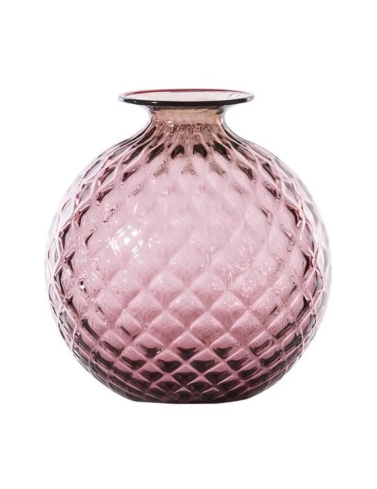 Venini - Vaso Monofiori Balloton Ametista H 16,5 cm in Vetro Soffiato di Murano