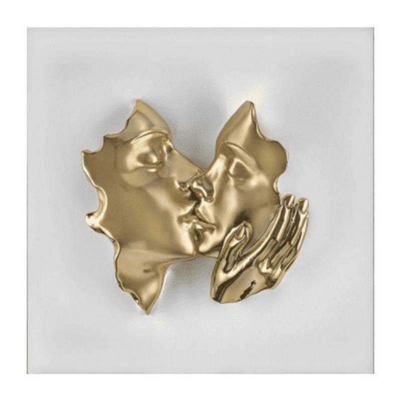 Quadro Bacio Bianco e Oro Bongelli Preziosi 50x50 cm