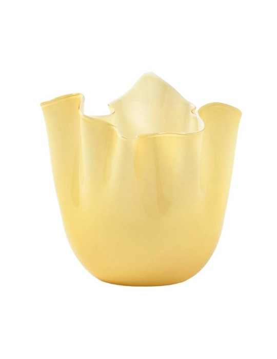 Vaso Venini Fazzoletto H31 cm - Colore Burro in Vetro di Murano