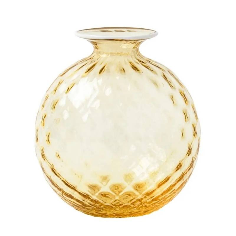 Vaso Venini Monofiore Balloton H16,5 cm - Burro e Cristallo in Vetro di Murano