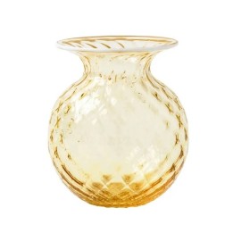 Venini Vaso Balloton Fiori burro e trasparente alto 21,3 cm