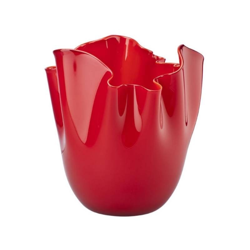 Vaso Venini Fazzoletto H13,5 cm - Rosso in Vetro di Murano