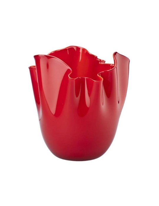 Vaso Venini Fazzoletto H13,5 cm - Rosso in Vetro di Murano