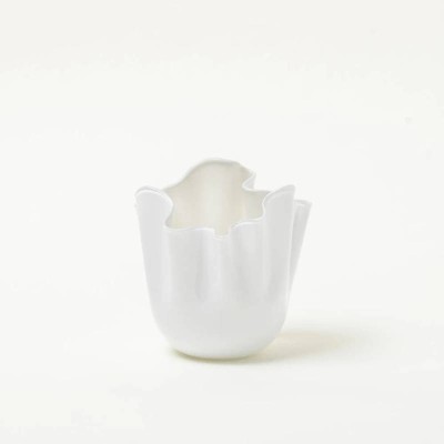 Vaso Venini Fazzoletto H31 cm - Snow in Vetro di Murano 2