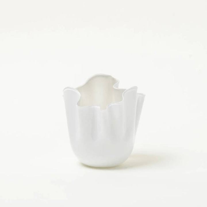 Venini Vaso Fazzoletto opalino snow alto 24 cm