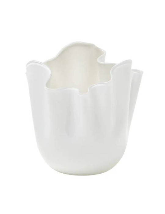 Vaso Fazzoletto H13,5 cm Venini – Color Snow in Vetro di Murano