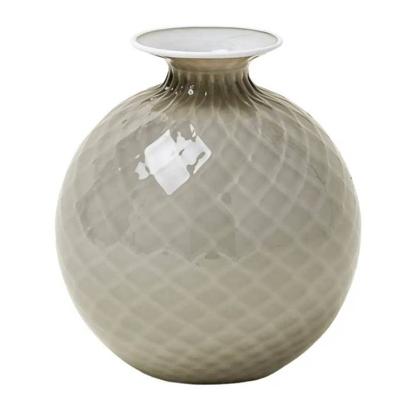 Venini Vaso Monofiore Balloton H16,5 cm Snow e Cristallo – Design Iconico Venini