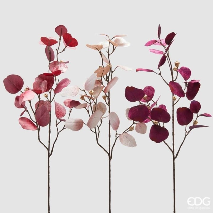 EDG Enzo De Gasperi Ramo di eucalipto in velluto rosso 90 cm