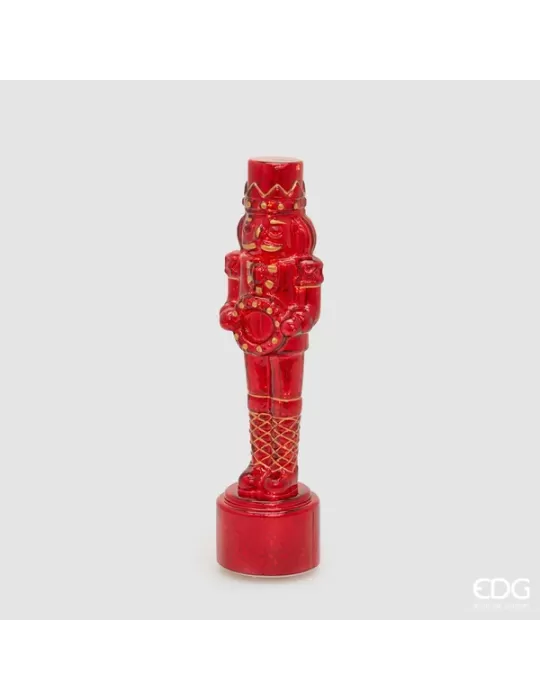 EDG Decoro Natalizio Soldatino Twist in Vetro con Musica, Movimento e LED Red – H 35,5 cm