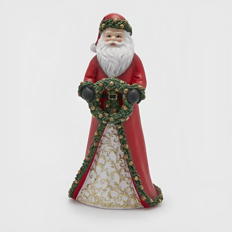 EDG Decorazione Natalizia Babbo Natale con Corona in Poliresina 39 cm