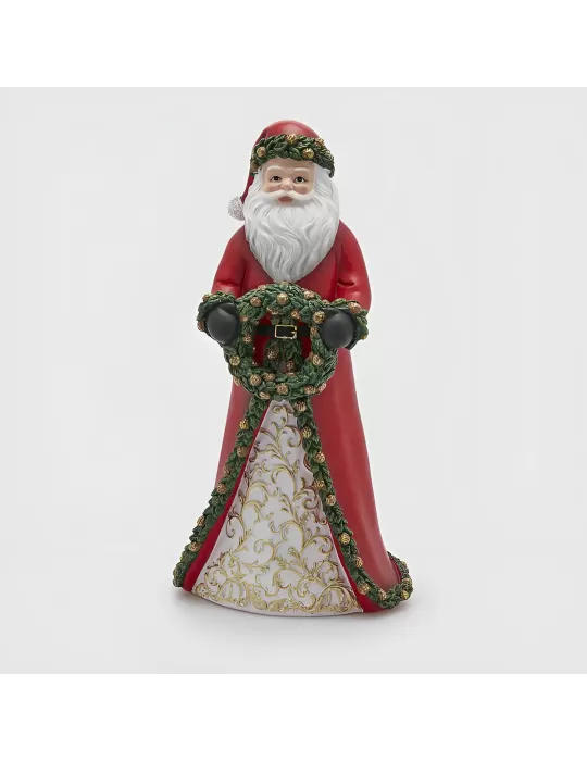 EDG Decorazione Natalizia Babbo Natale con Corona in Poliresina 39 cm