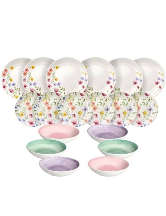 Servizio Piatti 18 Pezzi Madison Petals Tognana in Porcellana