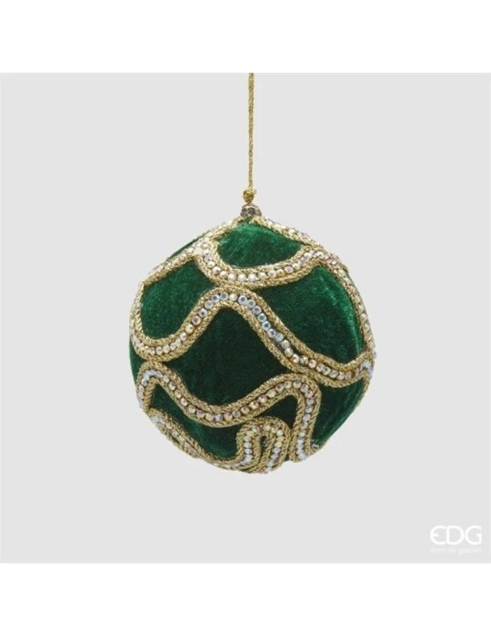 Palla di Natale Decogemme Verde Oro Ø 10 cm EDG Enzo De Gasperi