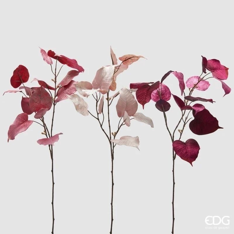 Enzo De Gasperi Ramo Ficus in Velluto Rosa Antico – Decorazione H80 cm