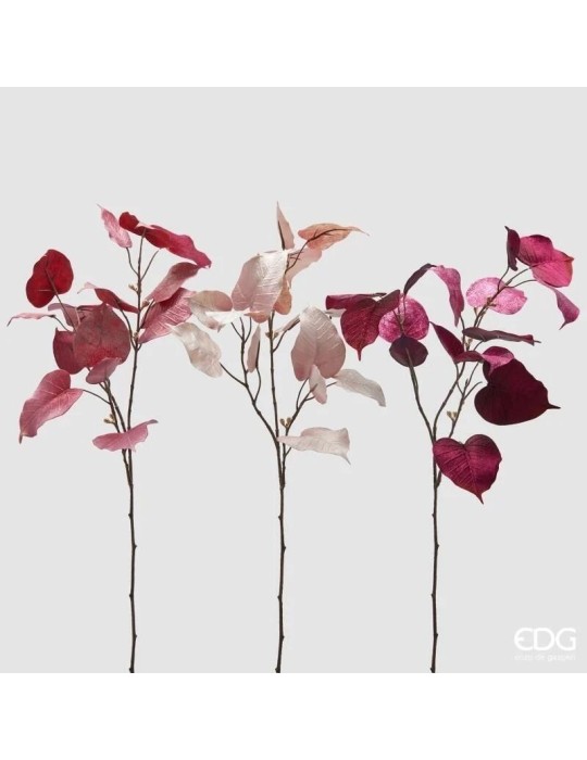 Enzo De Gasperi Ramo Ficus in Velluto Rosa Antico – Decorazione H80 cm