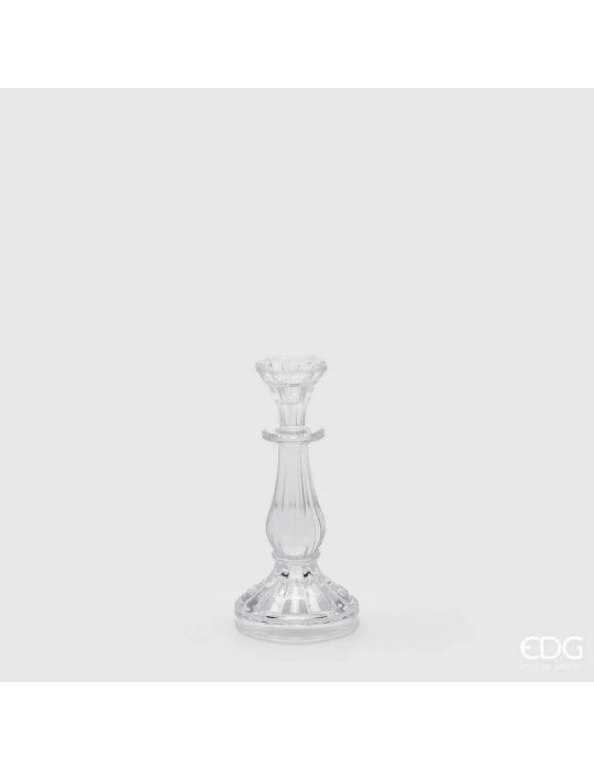 Enzo De Gasperi Portacandela Crystal Sinuoso H22 cm D10 cm – Vetro Cristallo Trasparente