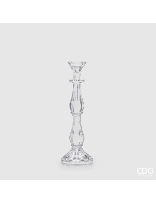 Enzo De Gasperi Portacandela Crystal Sinuoso H31 cm D10 cm – Vetro Cristallo Trasparente